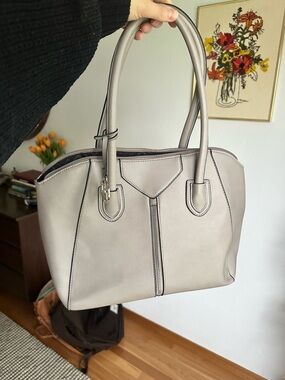 Nine West Light Taupe Structured Shoulder Tote